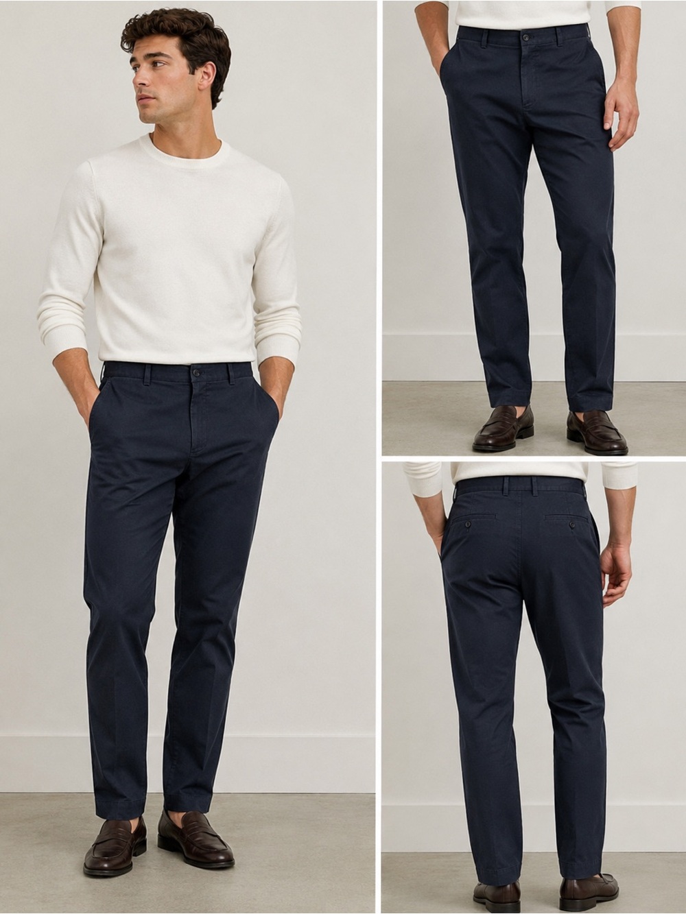 Brooks Brothers Advantage Chino Stretch Clark Fit Men’s Navy Pants W34 L32 cotto